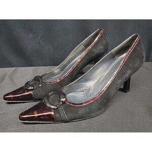Stuart Weitzman Vintage Marsala Black Suede Tortoise Shell Pumps Heels Sz 11